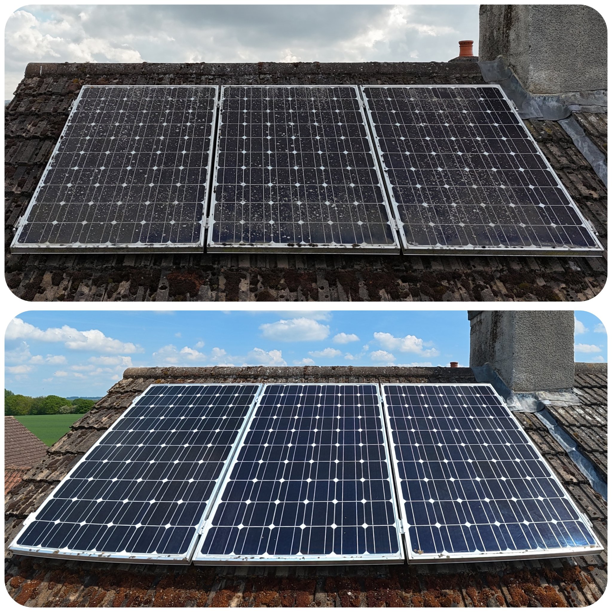 Before and after solar panel cleaning at a residential property in Skellingthorpe — photo 2